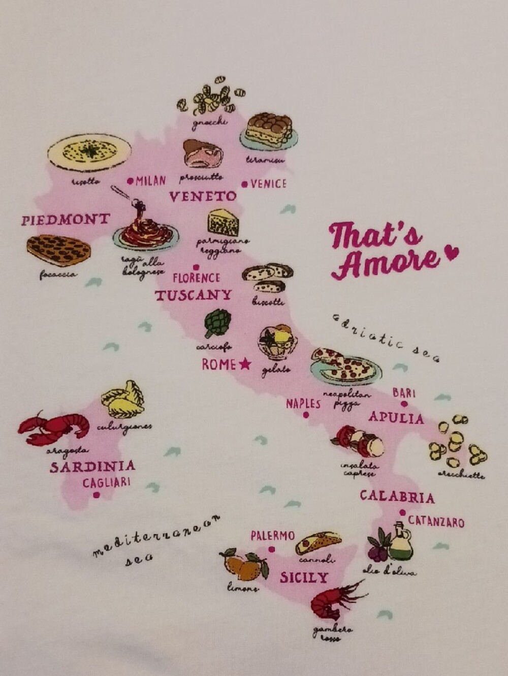 J CREW ⚜️ White Italy's Food Map Collector Tee 'That's Amore'❤️ XL 🍕🍷🥖